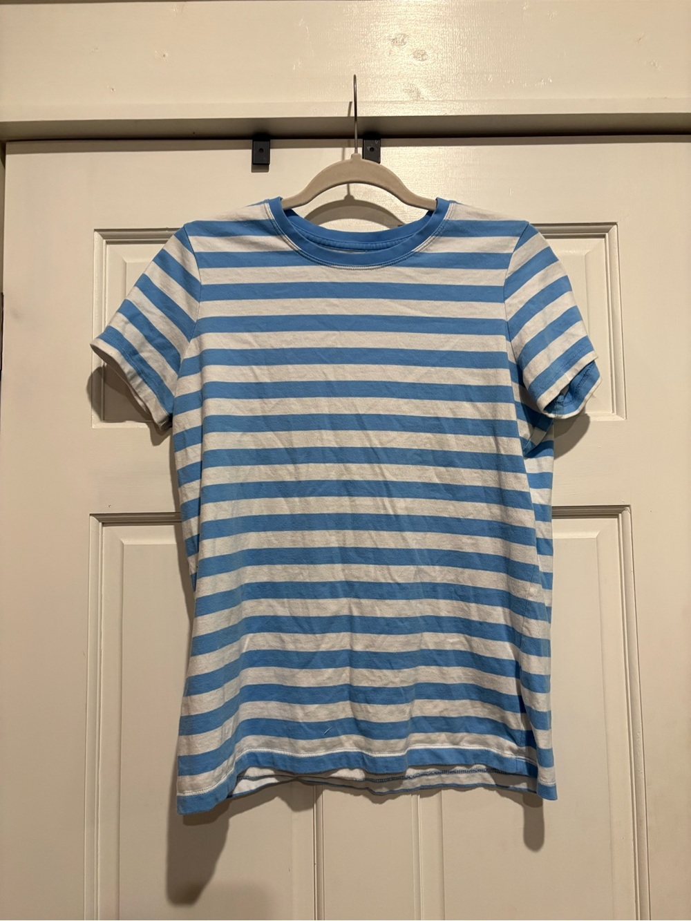 LL Bean Blue and White Striped T Shirt
